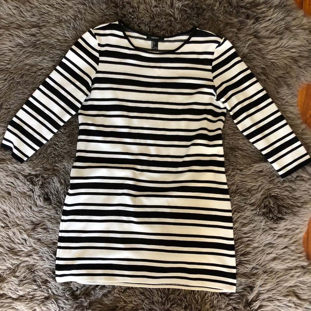3/4 Quarter Sleeve Striped Mini Dress
